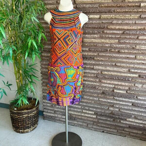 Alison Ayres Colorful Tribal Print Sleeveless Sheath Dress